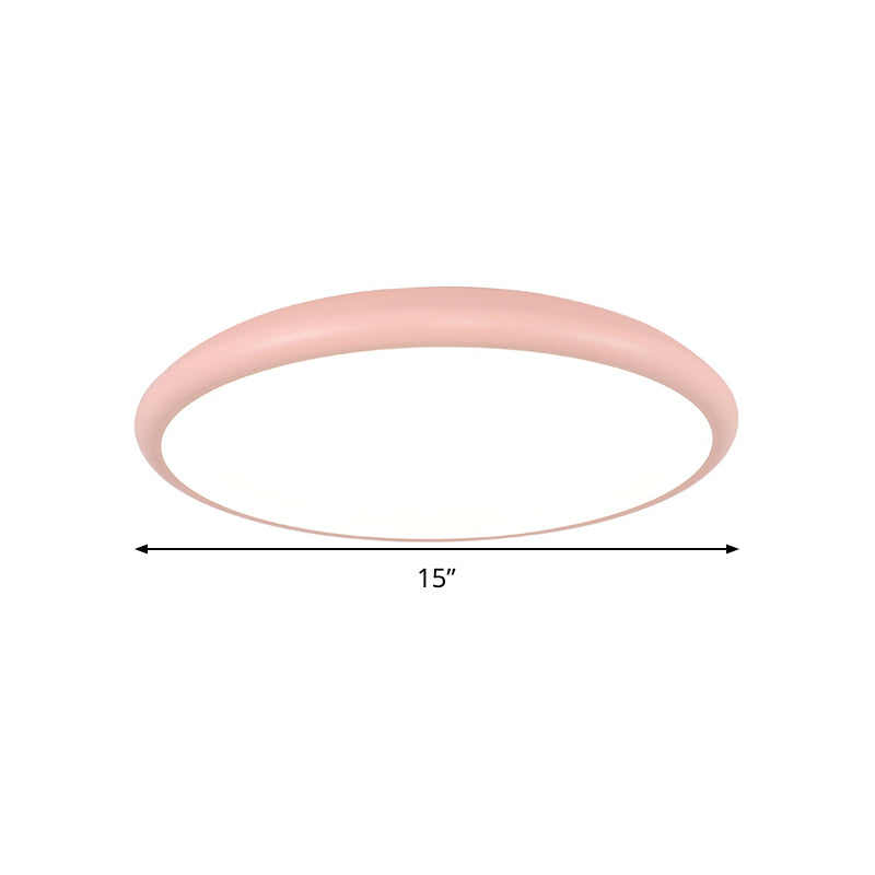 Round Ceiling Mounted Fixture Modern Acrylic LED Pink Flush Mount Lighting in Warm/White Light, 15"/18"/22" W Clearhalo 'Ceiling Lights' 'Close To Ceiling Lights' 'Close to ceiling' 'Flush mount' Lighting' 290762