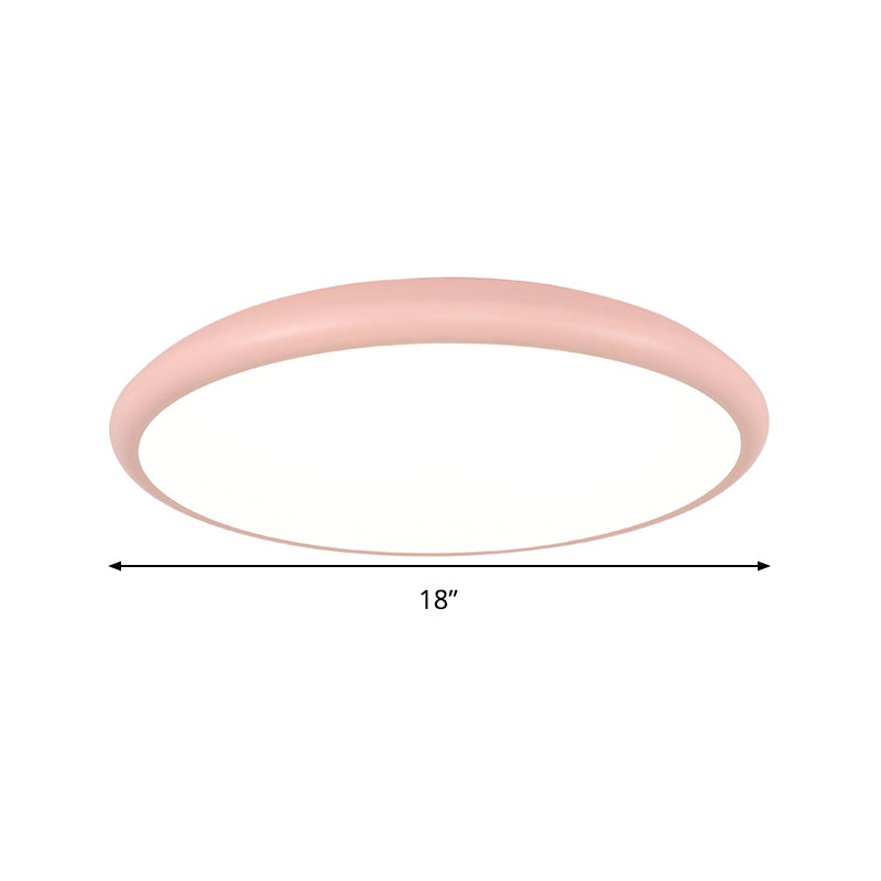 Round Ceiling Mounted Fixture Modern Acrylic LED Pink Flush Mount Lighting in Warm/White Light, 15"/18"/22" W Clearhalo 'Ceiling Lights' 'Close To Ceiling Lights' 'Close to ceiling' 'Flush mount' Lighting' 290763