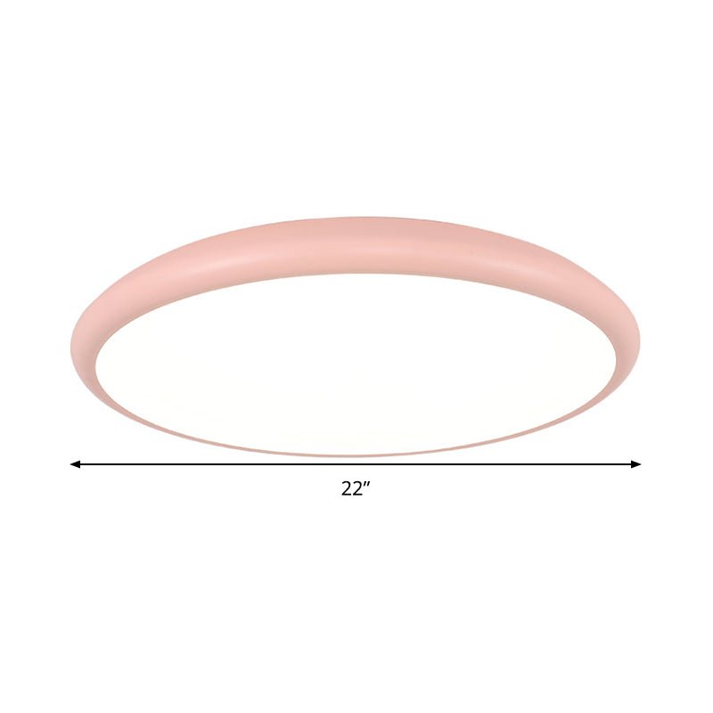 Round Ceiling Mounted Fixture Modern Acrylic LED Pink Flush Mount Lighting in Warm/White Light, 15"/18"/22" W Clearhalo 'Ceiling Lights' 'Close To Ceiling Lights' 'Close to ceiling' 'Flush mount' Lighting' 290764