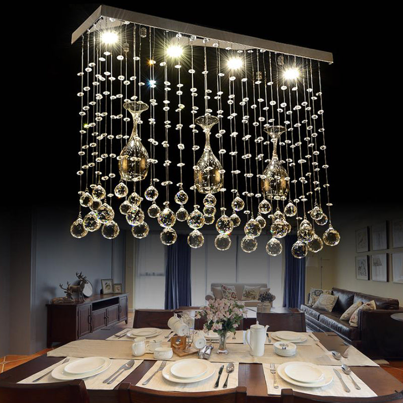 Faceted Crystal Cascade Ceiling Mount Contemporary LED Chrome Flush Mount Lighting Fixture, 25.5"/31.5"/39" Long Clearhalo 'Ceiling Lights' 'Close To Ceiling Lights' 'Close to ceiling' 'Flush mount' Lighting' 290768