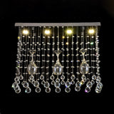 Faceted Crystal Cascade Ceiling Mount Contemporary LED Chrome Flush Mount Lighting Fixture, 25.5"/31.5"/39" Long Clearhalo 'Ceiling Lights' 'Close To Ceiling Lights' 'Close to ceiling' 'Flush mount' Lighting' 290769