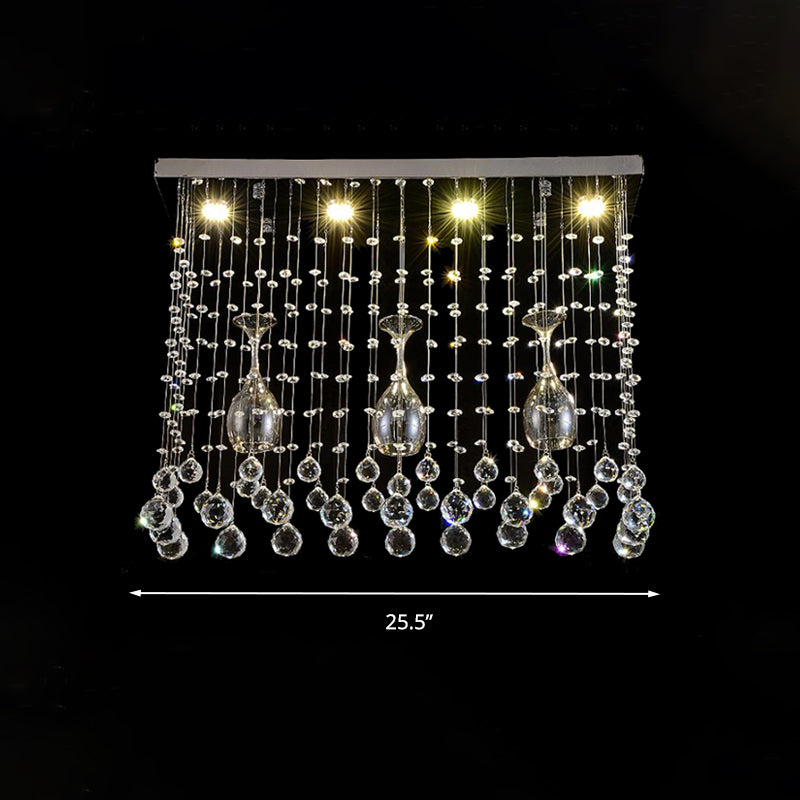 Faceted Crystal Cascade Ceiling Mount Contemporary LED Chrome Flush Mount Lighting Fixture, 25.5"/31.5"/39" Long Clearhalo 'Ceiling Lights' 'Close To Ceiling Lights' 'Close to ceiling' 'Flush mount' Lighting' 290770