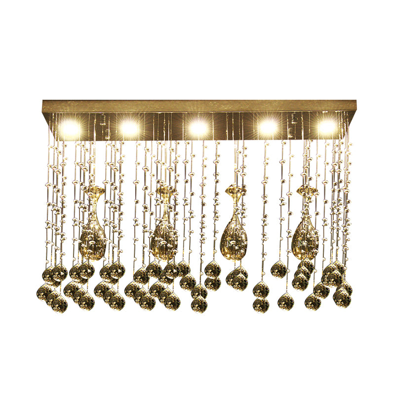 Faceted Crystal Cascade Ceiling Mount Contemporary LED Chrome Flush Mount Lighting Fixture, 25.5"/31.5"/39" Long Clearhalo 'Ceiling Lights' 'Close To Ceiling Lights' 'Close to ceiling' 'Flush mount' Lighting' 290773