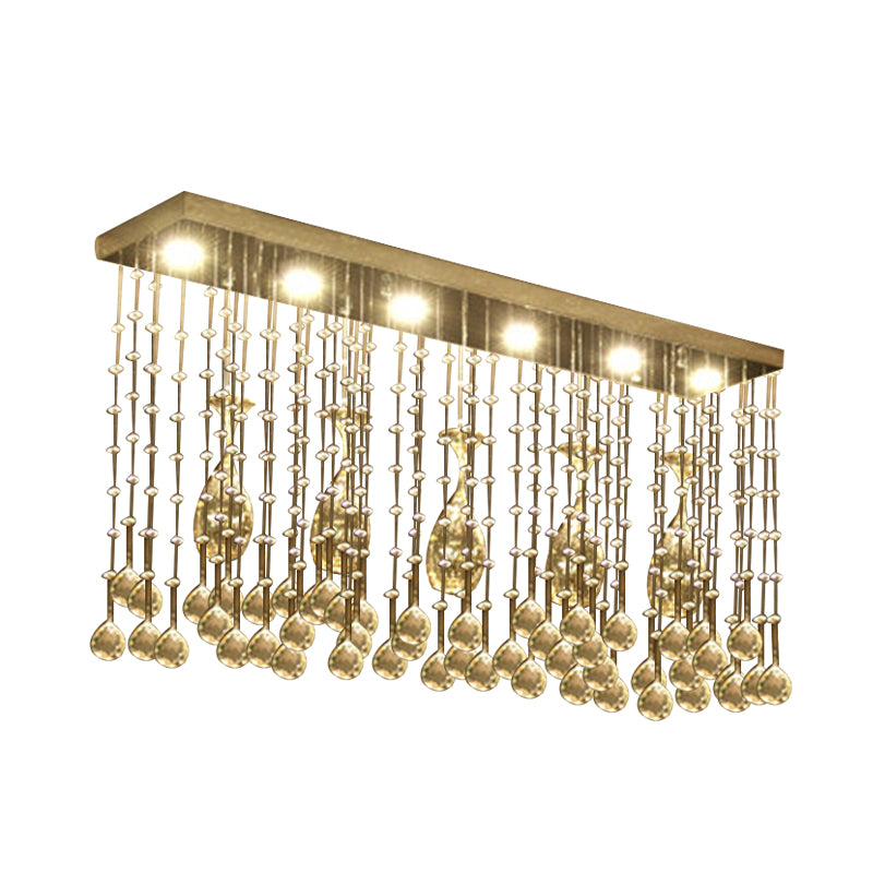 Faceted Crystal Cascade Ceiling Mount Contemporary LED Chrome Flush Mount Lighting Fixture, 25.5"/31.5"/39" Long Clearhalo 'Ceiling Lights' 'Close To Ceiling Lights' 'Close to ceiling' 'Flush mount' Lighting' 290777