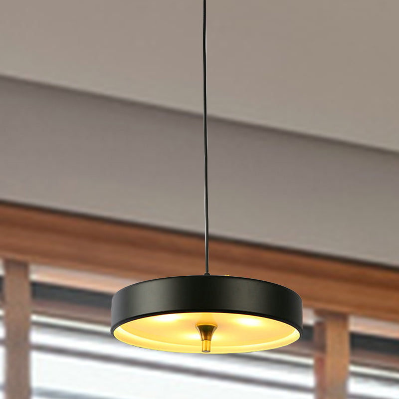 Modern Disk Pendant Light Fixture Blue/White/Black Metal 1 Light Hanging Lamp Kit for Bedroom Clearhalo 'Ceiling Lights' 'Modern Pendants' 'Modern' 'Pendant Lights' 'Pendants' Lighting' 290789