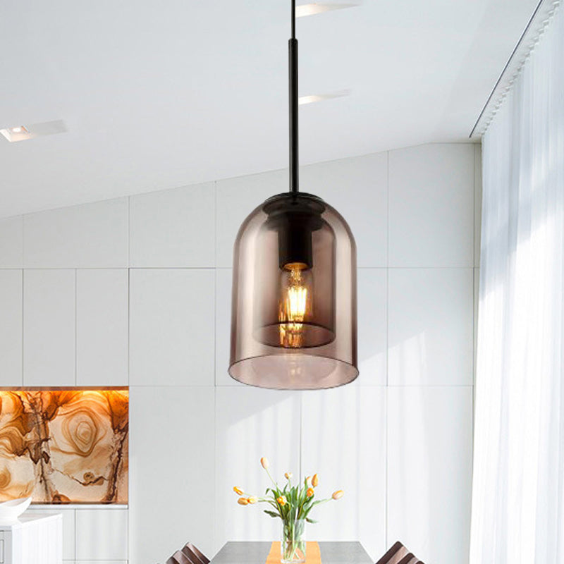 Bell Smoke Gray Glass Pendant Lamp Modern 1 Head Hanging Light Kit for Dining Room Clearhalo 'Ceiling Lights' 'Glass shade' 'Glass' 'Modern Pendants' 'Modern' 'Pendant Lights' 'Pendants' Lighting' 290802