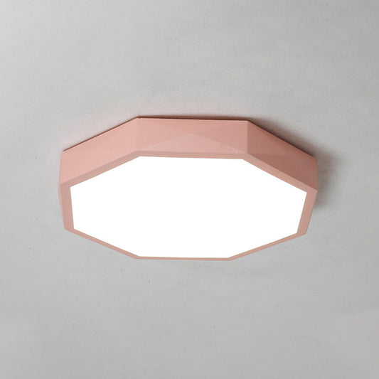 Acrylic Octagon Ceiling Mount Minimal LED Pink/Yellow/Blue Flush Mount Lighting Fixture in Warm/White Light, 16.5"/20.5" W Clearhalo 'Ceiling Lights' 'Close To Ceiling Lights' 'Close to ceiling' 'Flush mount' Lighting' 290807