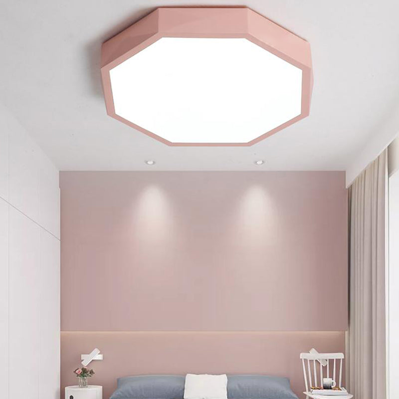 Acrylic Octagon Ceiling Mount Minimal LED Pink/Yellow/Blue Flush Mount Lighting Fixture in Warm/White Light, 16.5"/20.5" W Clearhalo 'Ceiling Lights' 'Close To Ceiling Lights' 'Close to ceiling' 'Flush mount' Lighting' 290808