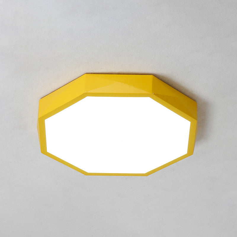 Acrylic Octagon Ceiling Mount Minimal LED Pink/Yellow/Blue Flush Mount Lighting Fixture in Warm/White Light, 16.5"/20.5" W Clearhalo 'Ceiling Lights' 'Close To Ceiling Lights' 'Close to ceiling' 'Flush mount' Lighting' 290814