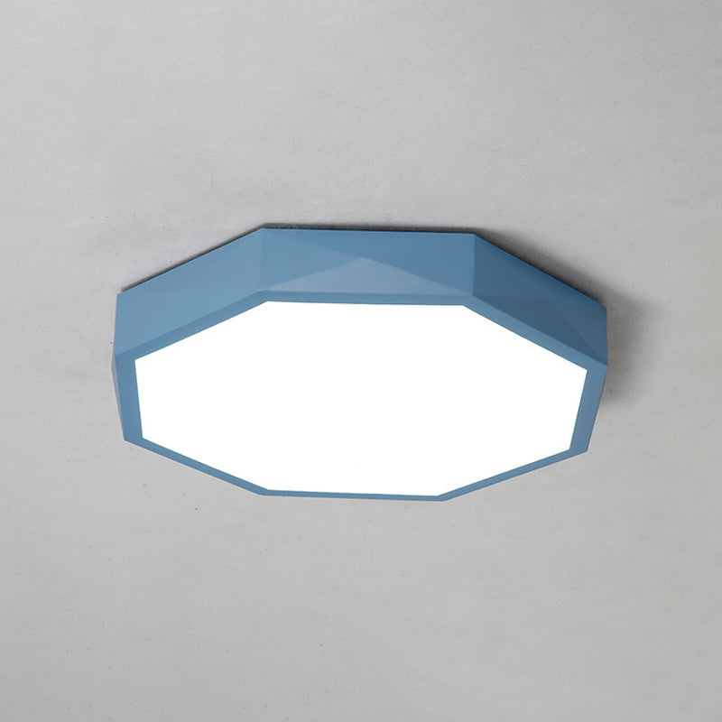 Acrylic Octagon Ceiling Mount Minimal LED Pink/Yellow/Blue Flush Mount Lighting Fixture in Warm/White Light, 16.5"/20.5" W Clearhalo 'Ceiling Lights' 'Close To Ceiling Lights' 'Close to ceiling' 'Flush mount' Lighting' 290822
