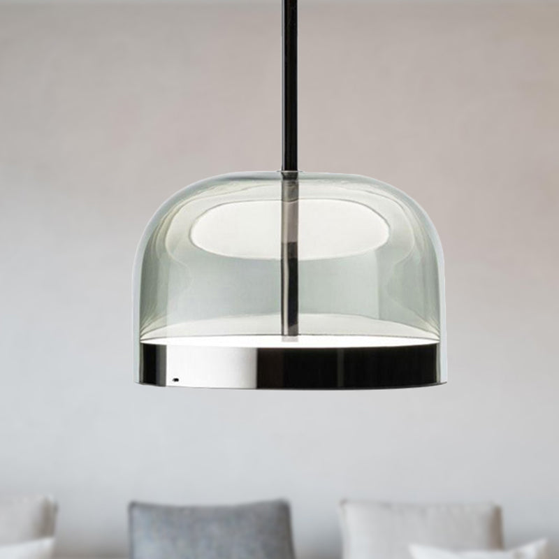 Bowl Pendant Light Modernism Clear Glass 1 Head Black/Rose Gold Hanging Ceiling Light for Dining Room Black Clearhalo 'Ceiling Lights' 'Glass shade' 'Glass' 'Modern Pendants' 'Modern' 'Pendant Lights' 'Pendants' Lighting' 290827