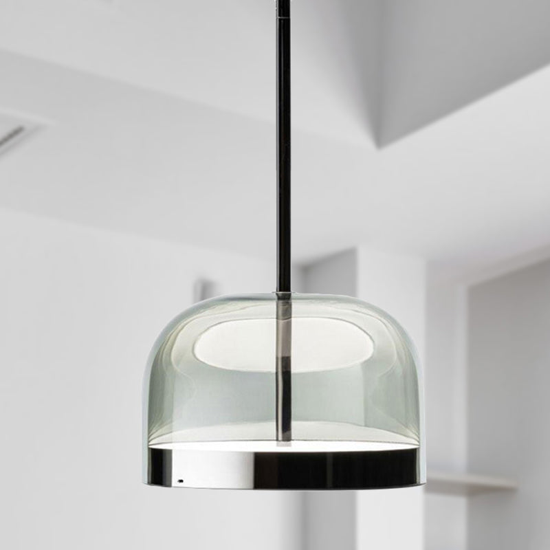 Bowl Pendant Light Modernism Clear Glass 1 Head Black/Rose Gold Hanging Ceiling Light for Dining Room Clearhalo 'Ceiling Lights' 'Glass shade' 'Glass' 'Modern Pendants' 'Modern' 'Pendant Lights' 'Pendants' Lighting' 290829