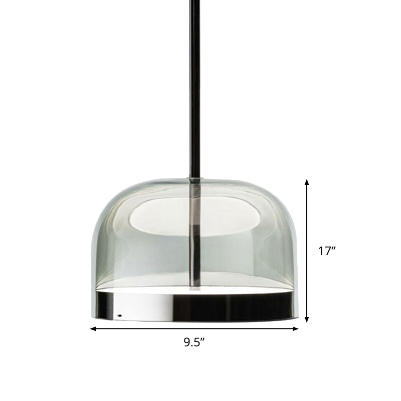 Bowl Pendant Light Modernism Clear Glass 1 Head Black/Rose Gold Hanging Ceiling Light for Dining Room Clearhalo 'Ceiling Lights' 'Glass shade' 'Glass' 'Modern Pendants' 'Modern' 'Pendant Lights' 'Pendants' Lighting' 290832