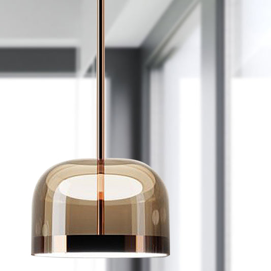 Bowl Pendant Light Modernism Clear Glass 1 Head Black/Rose Gold Hanging Ceiling Light for Dining Room Rose Gold Clearhalo 'Ceiling Lights' 'Glass shade' 'Glass' 'Modern Pendants' 'Modern' 'Pendant Lights' 'Pendants' Lighting' 290833