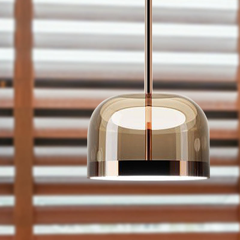 Bowl Pendant Light Modernism Clear Glass 1 Head Black/Rose Gold Hanging Ceiling Light for Dining Room Clearhalo 'Ceiling Lights' 'Glass shade' 'Glass' 'Modern Pendants' 'Modern' 'Pendant Lights' 'Pendants' Lighting' 290834