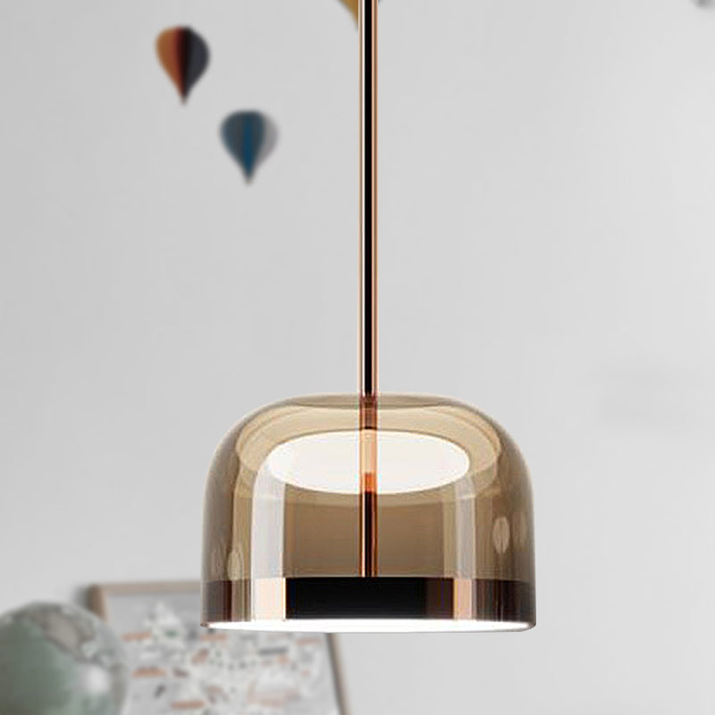 Bowl Pendant Light Modernism Clear Glass 1 Head Black/Rose Gold Hanging Ceiling Light for Dining Room Clearhalo 'Ceiling Lights' 'Glass shade' 'Glass' 'Modern Pendants' 'Modern' 'Pendant Lights' 'Pendants' Lighting' 290835