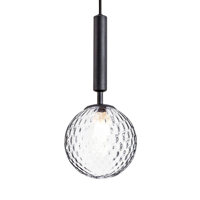 Modern Ball Clear Prism Glass Hanging Light Kit 1 Head Pendant Lamp in Black/Brass Clearhalo 'Ceiling Lights' 'Glass shade' 'Glass' 'Modern Pendants' 'Modern' 'Pendant Lights' 'Pendants' Lighting' 290876