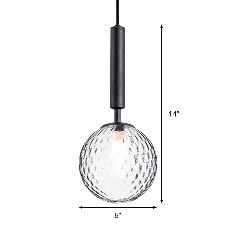 Modern Ball Clear Prism Glass Hanging Light Kit 1 Head Pendant Lamp in Black/Brass Clearhalo 'Ceiling Lights' 'Glass shade' 'Glass' 'Modern Pendants' 'Modern' 'Pendant Lights' 'Pendants' Lighting' 290877