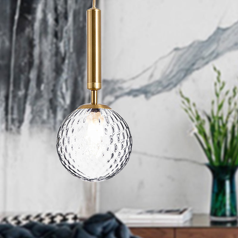 Modern Ball Clear Prism Glass Hanging Light Kit 1 Head Pendant Lamp in Black/Brass Clearhalo 'Ceiling Lights' 'Glass shade' 'Glass' 'Modern Pendants' 'Modern' 'Pendant Lights' 'Pendants' Lighting' 290879