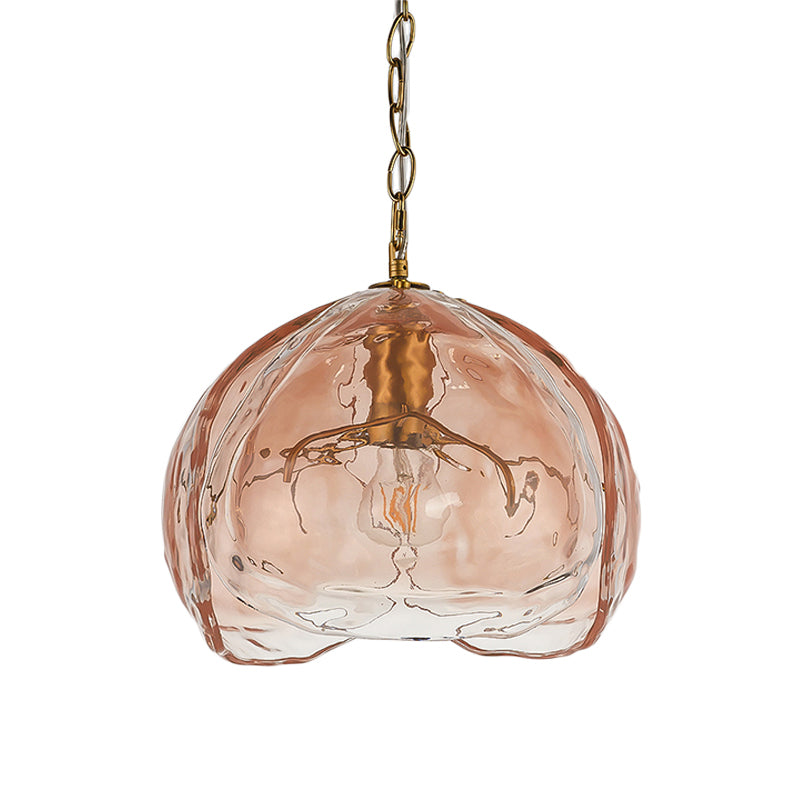 Contemporary Dome Hanging Lamp Pink Clear Glass 1 Bulb Pendant Ceiling Light for Dining Room Clearhalo 'Ceiling Lights' 'Glass shade' 'Glass' 'Modern Pendants' 'Modern' 'Pendant Lights' 'Pendants' Lighting' 290927