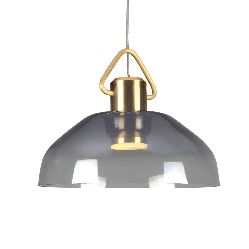 Contemporary Dome Suspension Lamp Smoky Glass 1 Bulb Pendant Ceiling Light in Warm/White Light Clearhalo 'Ceiling Lights' 'Glass shade' 'Glass' 'Modern Pendants' 'Modern' 'Pendant Lights' 'Pendants' Lighting' 290939