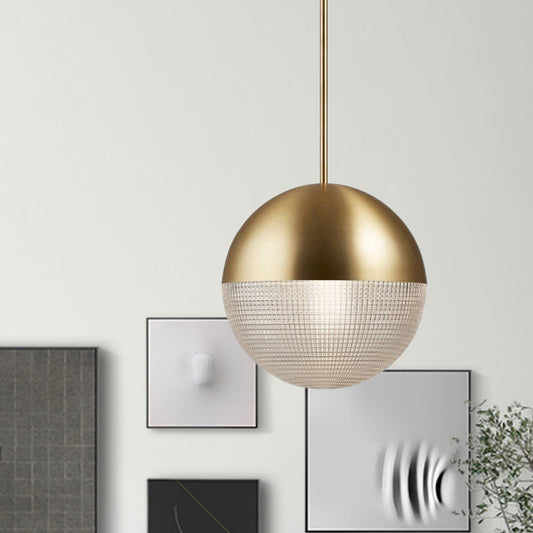 Clear Prismatic Glass Ball Hanging Lamp Contemporary 1 Bulb Pendant Ceiling Light in Black/Gold for Bedroom Gold Clearhalo 'Ceiling Lights' 'Glass shade' 'Glass' 'Modern Pendants' 'Modern' 'Pendant Lights' 'Pendants' Lighting' 290942