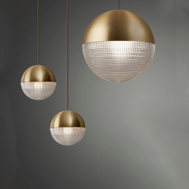 Clear Prismatic Glass Ball Hanging Lamp Contemporary 1 Bulb Pendant Ceiling Light in Black/Gold for Bedroom Clearhalo 'Ceiling Lights' 'Glass shade' 'Glass' 'Modern Pendants' 'Modern' 'Pendant Lights' 'Pendants' Lighting' 290944