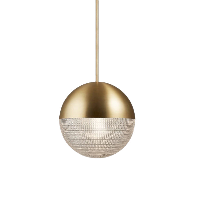 Clear Prismatic Glass Ball Hanging Lamp Contemporary 1 Bulb Pendant Ceiling Light in Black/Gold for Bedroom Clearhalo 'Ceiling Lights' 'Glass shade' 'Glass' 'Modern Pendants' 'Modern' 'Pendant Lights' 'Pendants' Lighting' 290946