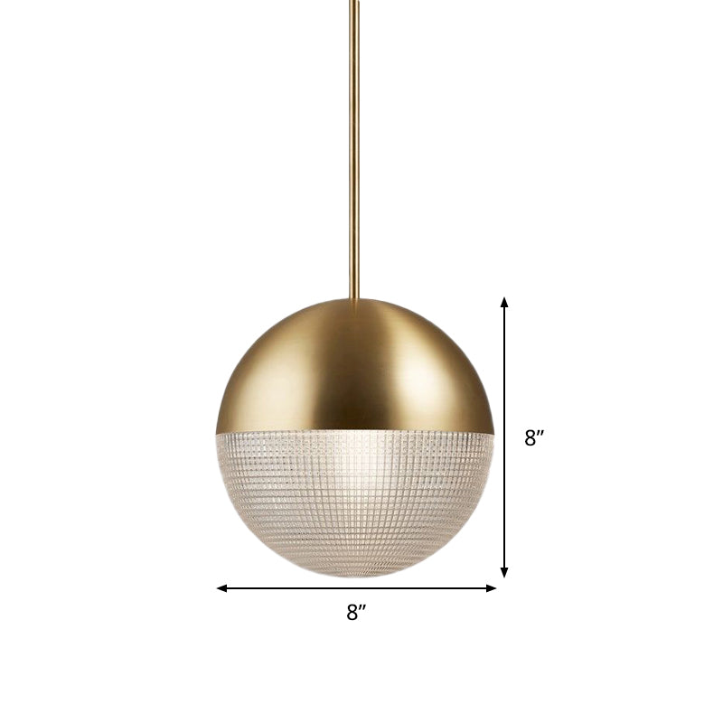 Clear Prismatic Glass Ball Hanging Lamp Contemporary 1 Bulb Pendant Ceiling Light in Black/Gold for Bedroom Clearhalo 'Ceiling Lights' 'Glass shade' 'Glass' 'Modern Pendants' 'Modern' 'Pendant Lights' 'Pendants' Lighting' 290947