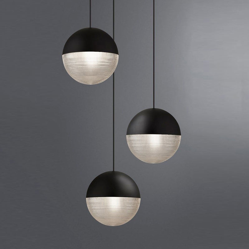 Clear Prismatic Glass Ball Hanging Lamp Contemporary 1 Bulb Pendant Ceiling Light in Black/Gold for Bedroom Clearhalo 'Ceiling Lights' 'Glass shade' 'Glass' 'Modern Pendants' 'Modern' 'Pendant Lights' 'Pendants' Lighting' 290949