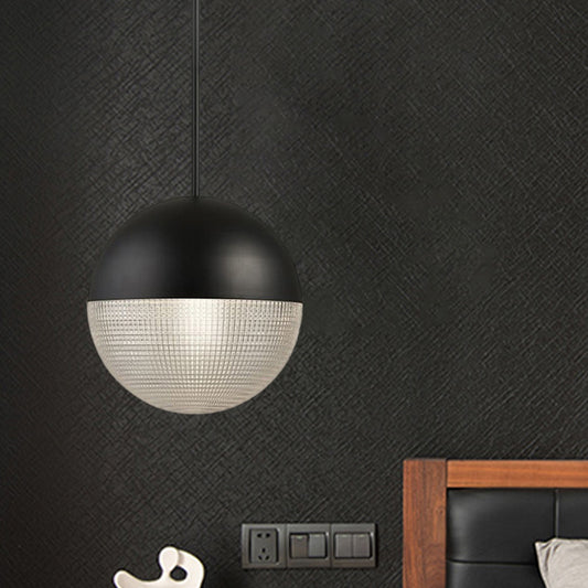 Clear Prismatic Glass Ball Hanging Lamp Contemporary 1 Bulb Pendant Ceiling Light in Black/Gold for Bedroom Clearhalo 'Ceiling Lights' 'Glass shade' 'Glass' 'Modern Pendants' 'Modern' 'Pendant Lights' 'Pendants' Lighting' 290950