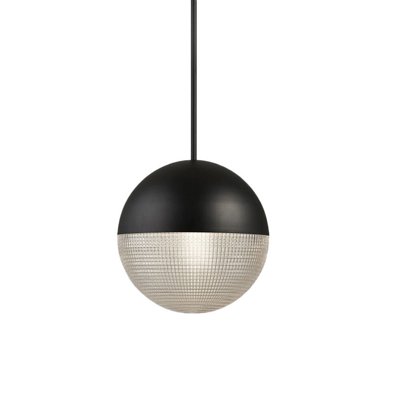 Clear Prismatic Glass Ball Hanging Lamp Contemporary 1 Bulb Pendant Ceiling Light in Black/Gold for Bedroom Clearhalo 'Ceiling Lights' 'Glass shade' 'Glass' 'Modern Pendants' 'Modern' 'Pendant Lights' 'Pendants' Lighting' 290952