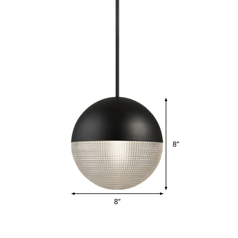 Clear Prismatic Glass Ball Hanging Lamp Contemporary 1 Bulb Pendant Ceiling Light in Black/Gold for Bedroom Clearhalo 'Ceiling Lights' 'Glass shade' 'Glass' 'Modern Pendants' 'Modern' 'Pendant Lights' 'Pendants' Lighting' 290953