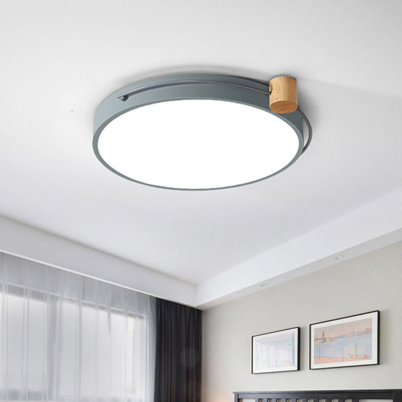 LED Living Room Ceiling Flush Mount Grey/White/Green Flush Mount Lighting Fixture with Circle Metal Shade in Warm/White Light, 12"/16"/19.5" W Grey Clearhalo 'Ceiling Lights' 'Close To Ceiling Lights' 'Close to ceiling' 'Flush mount' Lighting' 290961