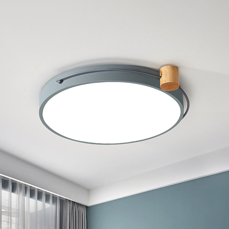 LED Living Room Ceiling Flush Mount Grey/White/Green Flush Mount Lighting Fixture with Circle Metal Shade in Warm/White Light, 12"/16"/19.5" W Clearhalo 'Ceiling Lights' 'Close To Ceiling Lights' 'Close to ceiling' 'Flush mount' Lighting' 290962