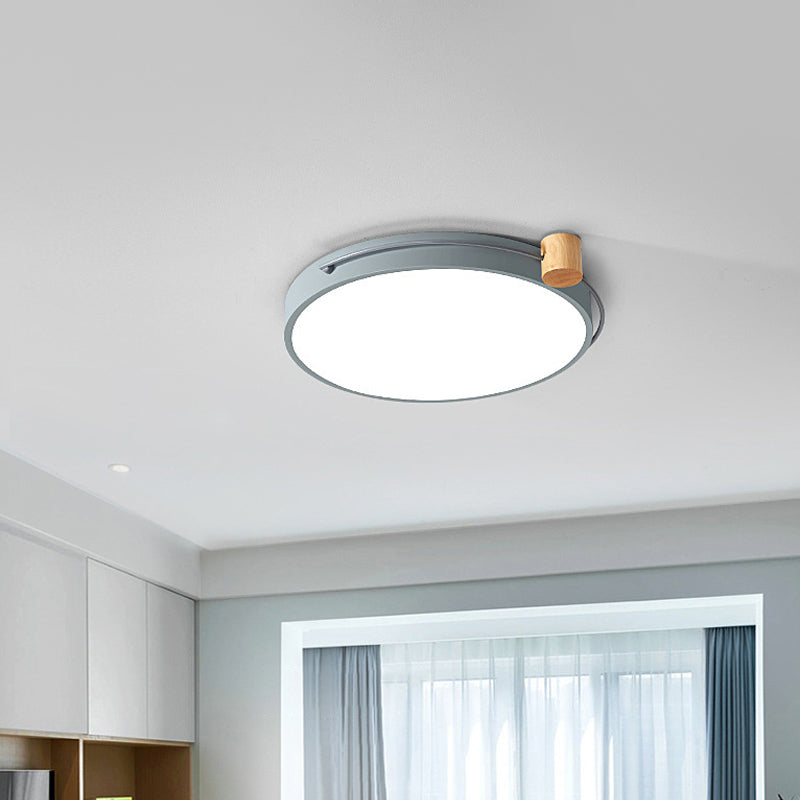 LED Living Room Ceiling Flush Mount Grey/White/Green Flush Mount Lighting Fixture with Circle Metal Shade in Warm/White Light, 12"/16"/19.5" W Clearhalo 'Ceiling Lights' 'Close To Ceiling Lights' 'Close to ceiling' 'Flush mount' Lighting' 290964