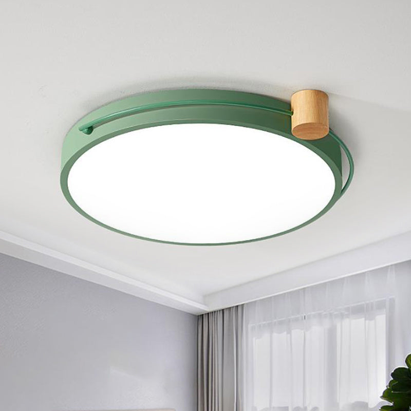 LED Living Room Ceiling Flush Mount Grey/White/Green Flush Mount Lighting Fixture with Circle Metal Shade in Warm/White Light, 12"/16"/19.5" W Green Clearhalo 'Ceiling Lights' 'Close To Ceiling Lights' 'Close to ceiling' 'Flush mount' Lighting' 290970