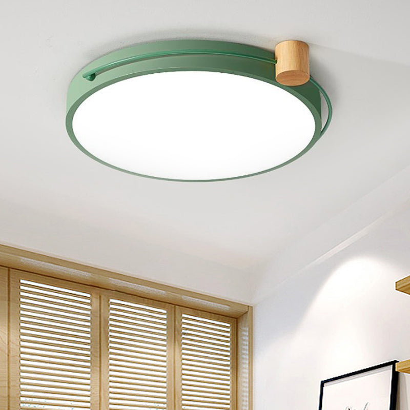 LED Living Room Ceiling Flush Mount Grey/White/Green Flush Mount Lighting Fixture with Circle Metal Shade in Warm/White Light, 12"/16"/19.5" W Clearhalo 'Ceiling Lights' 'Close To Ceiling Lights' 'Close to ceiling' 'Flush mount' Lighting' 290972