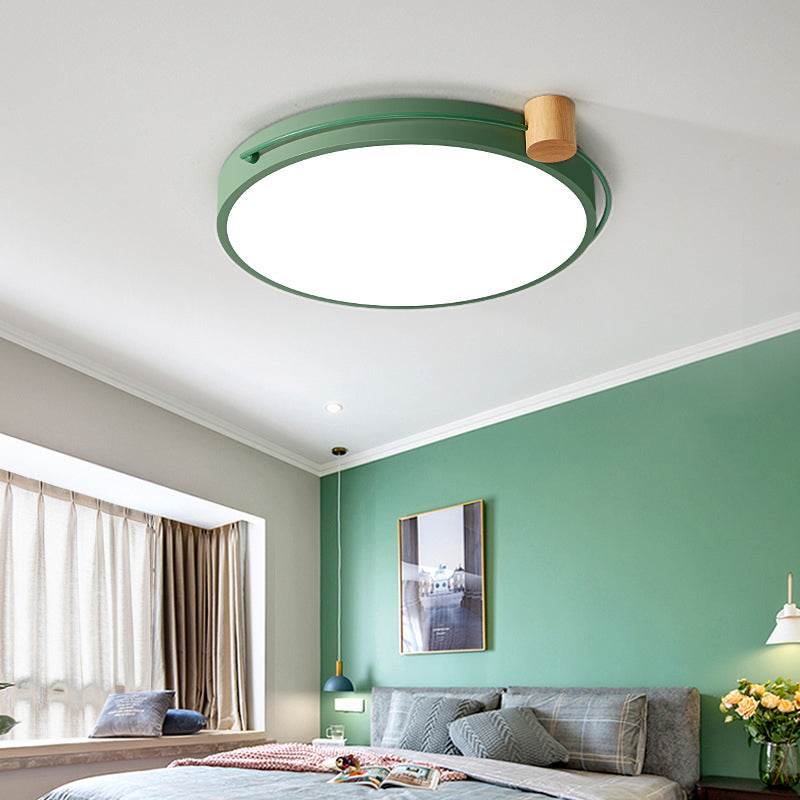 LED Living Room Ceiling Flush Mount Grey/White/Green Flush Mount Lighting Fixture with Circle Metal Shade in Warm/White Light, 12"/16"/19.5" W Clearhalo 'Ceiling Lights' 'Close To Ceiling Lights' 'Close to ceiling' 'Flush mount' Lighting' 290973