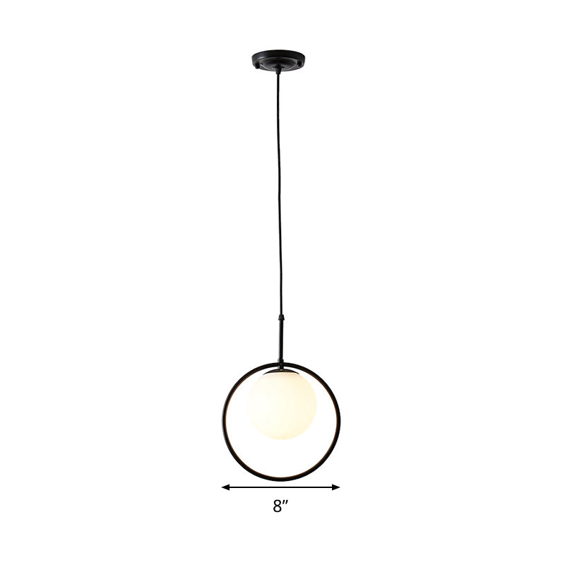 Modernism Sphere Pendant Lighting White Glass 1 Head Bedroom Hanging Ceiling Light Clearhalo 'Ceiling Lights' 'Glass shade' 'Glass' 'Modern Pendants' 'Modern' 'Pendant Lights' 'Pendants' Lighting' 290992