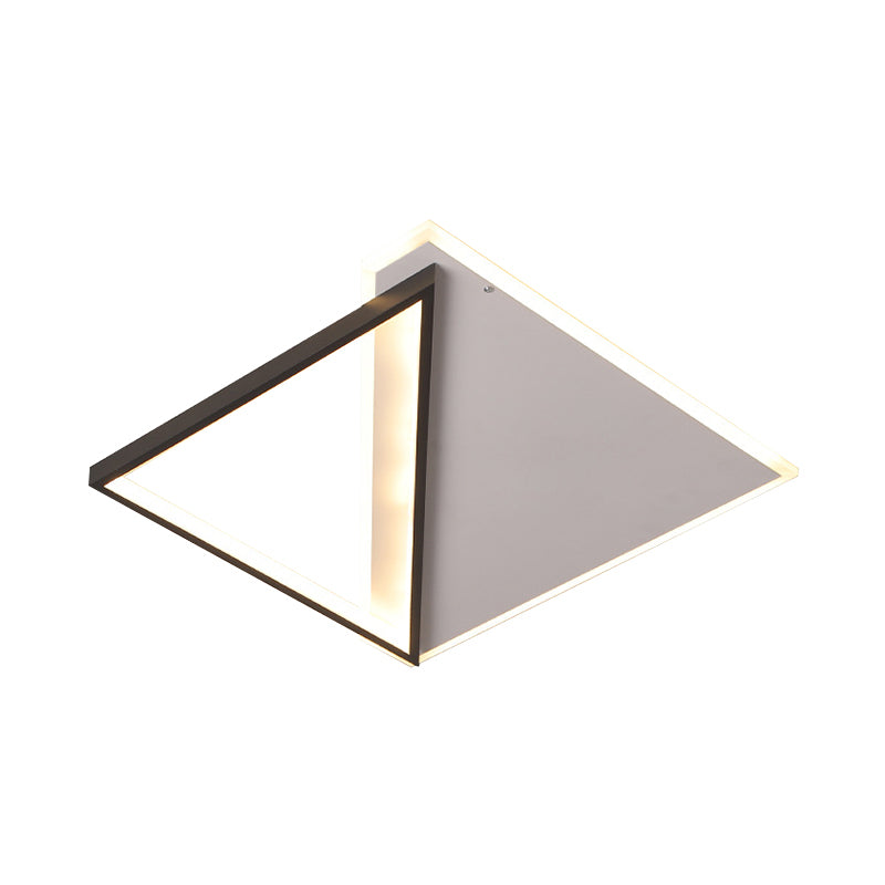 16.5"/20.5" W Simple LED Ceiling Flush Light Metallic Black and White Rhombus Indoor Lighting, Warm/White Light Clearhalo 'Ceiling Lights' 'Close To Ceiling Lights' 'Close to ceiling' 'Flush mount' Lighting' 291073