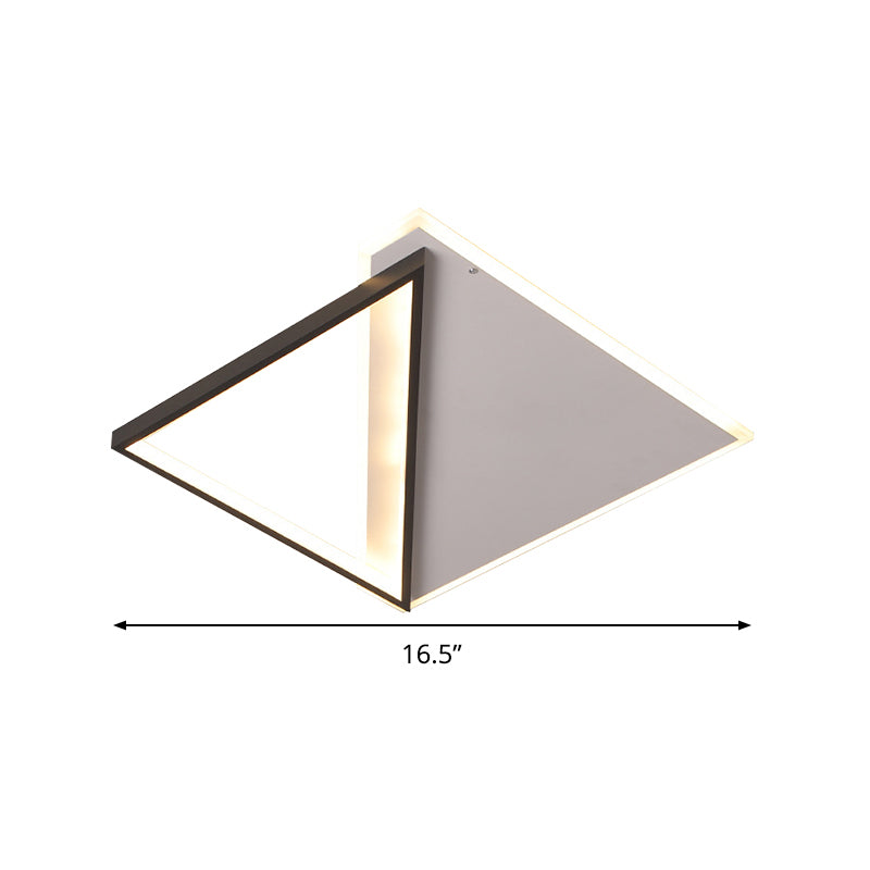 16.5"/20.5" W Simple LED Ceiling Flush Light Metallic Black and White Rhombus Indoor Lighting, Warm/White Light Clearhalo 'Ceiling Lights' 'Close To Ceiling Lights' 'Close to ceiling' 'Flush mount' Lighting' 291074