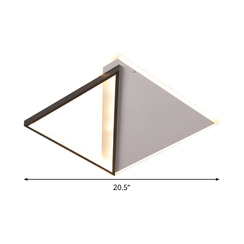 16.5"/20.5" W Simple LED Ceiling Flush Light Metallic Black and White Rhombus Indoor Lighting, Warm/White Light Clearhalo 'Ceiling Lights' 'Close To Ceiling Lights' 'Close to ceiling' 'Flush mount' Lighting' 291075