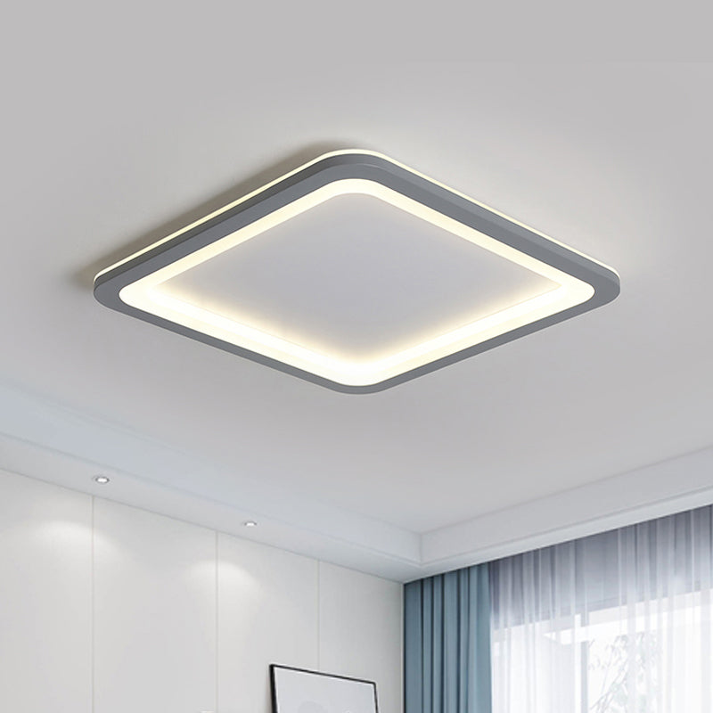 10"/14.5"/19" W Grey Square Box Flush Light Modern Style Acrylic LED Ceiling Lamp in Warm/White Light Clearhalo 'Ceiling Lights' 'Close To Ceiling Lights' 'Close to ceiling' 'Flush mount' Lighting' 291078