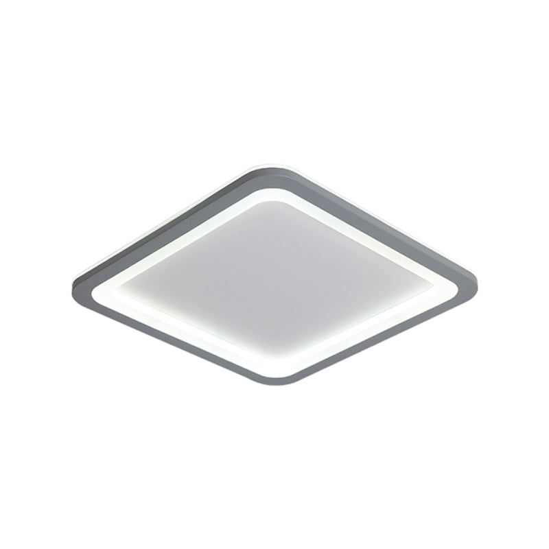 10"/14.5"/19" W Grey Square Box Flush Light Modern Style Acrylic LED Ceiling Lamp in Warm/White Light Clearhalo 'Ceiling Lights' 'Close To Ceiling Lights' 'Close to ceiling' 'Flush mount' Lighting' 291081