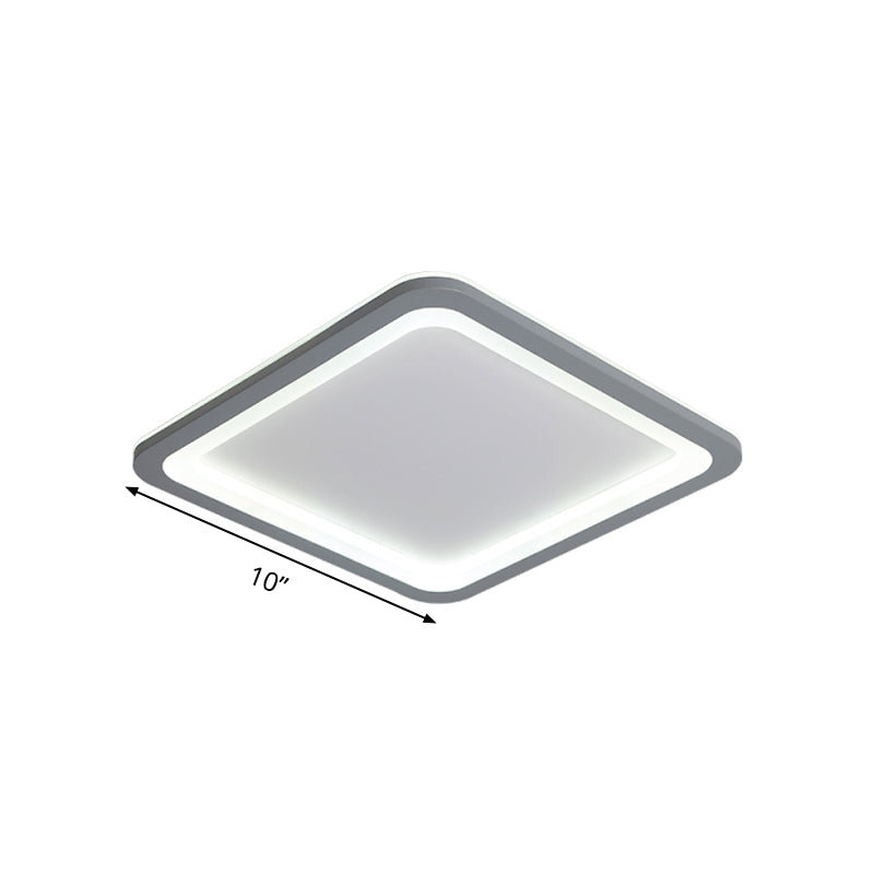 10"/14.5"/19" W Grey Square Box Flush Light Modern Style Acrylic LED Ceiling Lamp in Warm/White Light Clearhalo 'Ceiling Lights' 'Close To Ceiling Lights' 'Close to ceiling' 'Flush mount' Lighting' 291082