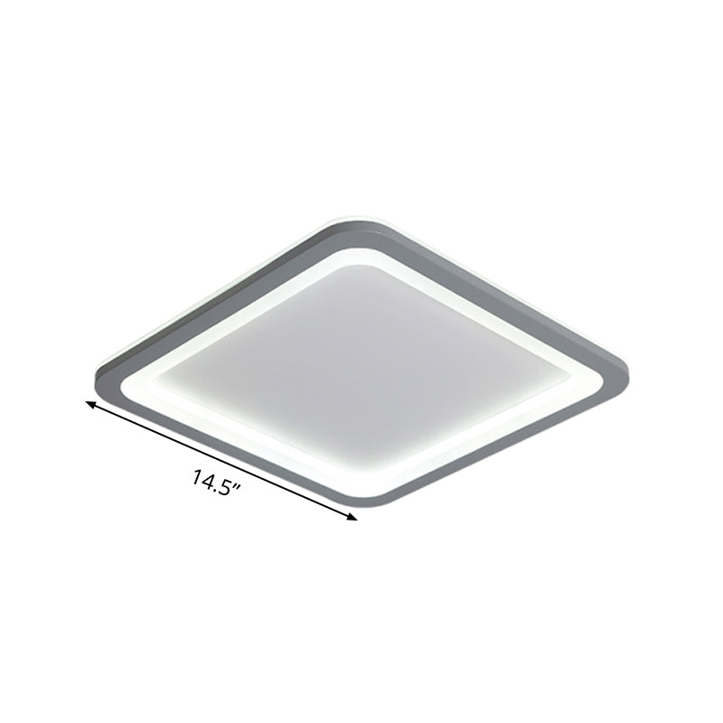 10"/14.5"/19" W Grey Square Box Flush Light Modern Style Acrylic LED Ceiling Lamp in Warm/White Light Clearhalo 'Ceiling Lights' 'Close To Ceiling Lights' 'Close to ceiling' 'Flush mount' Lighting' 291083