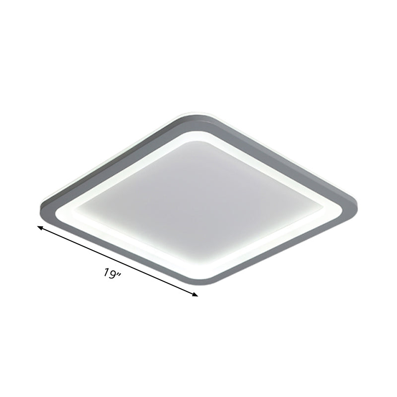 10"/14.5"/19" W Grey Square Box Flush Light Modern Style Acrylic LED Ceiling Lamp in Warm/White Light Clearhalo 'Ceiling Lights' 'Close To Ceiling Lights' 'Close to ceiling' 'Flush mount' Lighting' 291084