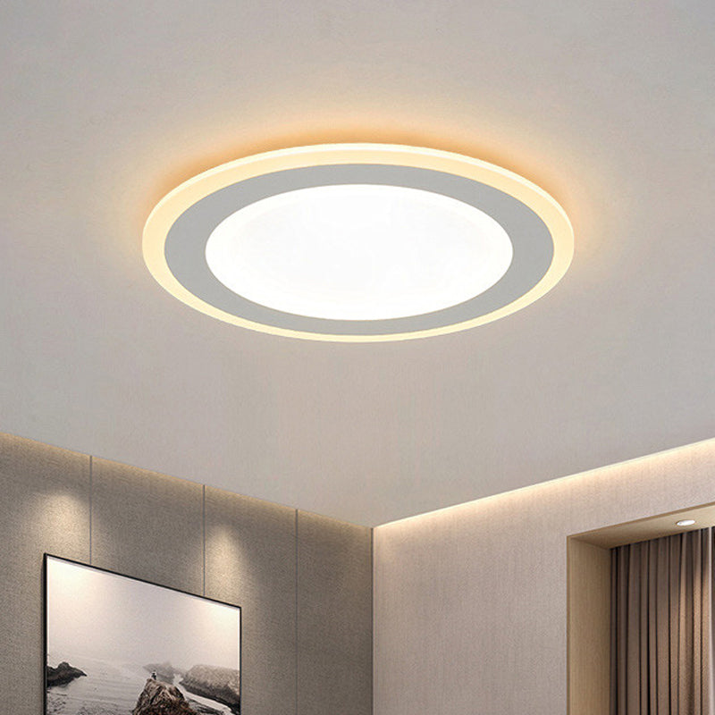 16"/20.5" Dia Minimalist Round Flush Mount Light Super Thin White Acrylic LED Ceiling Mount Lighting in Warm/White Light Clearhalo 'Ceiling Lights' 'Close To Ceiling Lights' 'Close to ceiling' 'Flush mount' Lighting' 291087