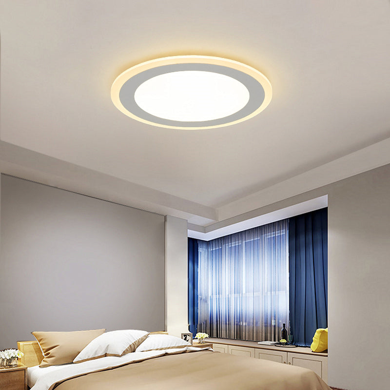 16"/20.5" Dia Minimalist Round Flush Mount Light Super Thin White Acrylic LED Ceiling Mount Lighting in Warm/White Light Clearhalo 'Ceiling Lights' 'Close To Ceiling Lights' 'Close to ceiling' 'Flush mount' Lighting' 291088